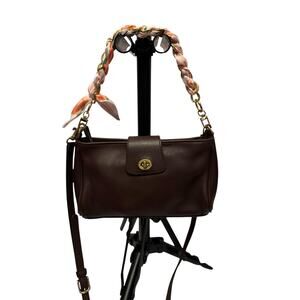 Vintage Coach D0N-9154 Brown Leather Crossbody Shoulder Bag